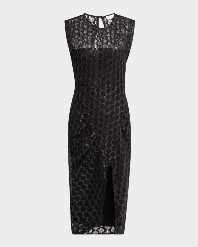 Zilaya Sleeveless Mesh Net Midi Dress